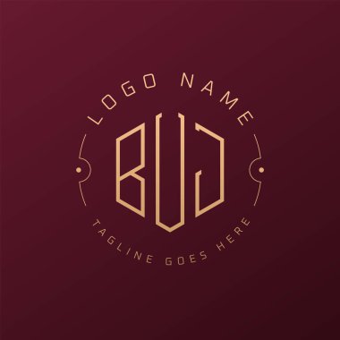 Lüks BuJ Logo Tasarımı, Zarif Harf BUJ Monogram Logosu. Minimalist Çokgen BuJ Logo Tasarım Şablonu
