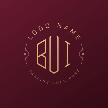 Lüks BUI Logo Tasarımı, Zarif Harf BUI Monogram Logosu. Minimalist Polygon BUI Logo Tasarım Şablonu
