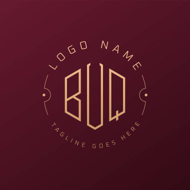 Lüks BUQ Logo Tasarımı, Zarif Harf BUQ Monogram Logosu. Minimalist Çokgen BUQ Logo Tasarım Şablonu