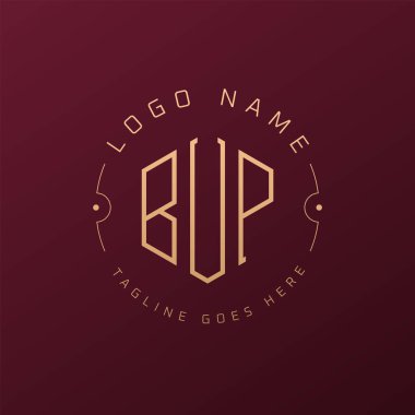 Lüks BuP Logo Tasarımı, Zarif Harf BuP Monogram Logosu. Minimalist Çokgen BUP Logo Tasarım Şablonu