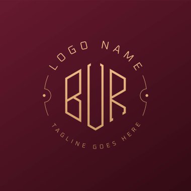Lüks BUR Logo Tasarımı, Zarif Harf BUR Monogram Logosu. Minimalist Çokgen BUR Logo Tasarım Şablonu
