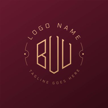 Lüks BUU Logo Tasarımı, Zarif Harf BUU Monogram Logosu. Minimalist Çokgen BUU Logo Tasarım Şablonu