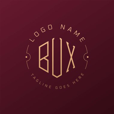 Lüks BuX Logo Tasarımı, Zarif Harf BuX Monogram Logosu. Minimalist Çokgen BUX Logo Tasarım Şablonu