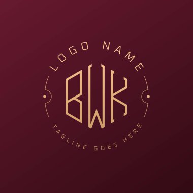 Lüks BWK Logo Tasarımı, Zarif Harf BWK Monogram Logosu. Minimalist Çokgen BWK Logo Tasarım Şablonu