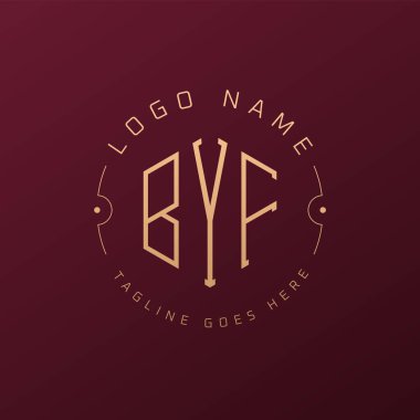 Lüks BYF Logo Tasarımı, Zarif Harf BYF Monogram Logosu. Minimalist Çokgen BYF Logo Tasarım Şablonu