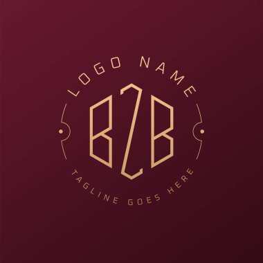 Lüks BZB Logo Tasarımı, Zarif Harf BZB Monogram Logosu. Minimalist Çokgen BZB Logo Tasarım Şablonu