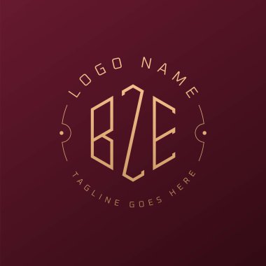 Lüks BZE Logo Tasarımı, Zarif Harf BZE Monogram Logosu. Minimalist Çokgen BZE Logo Tasarım Şablonu