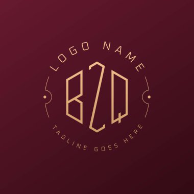 Lüks BZQ Logo Tasarımı, Zarif Harf BZQ Monogram Logosu. Minimalist Çokgen BZQ Logo Tasarım Şablonu