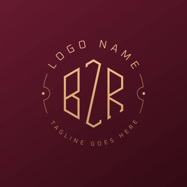 Lüks BZR Logo Tasarımı, Zarif Harf BZR Monogram Logosu. Minimalist Çokgen BZR Logo Tasarım Şablonu