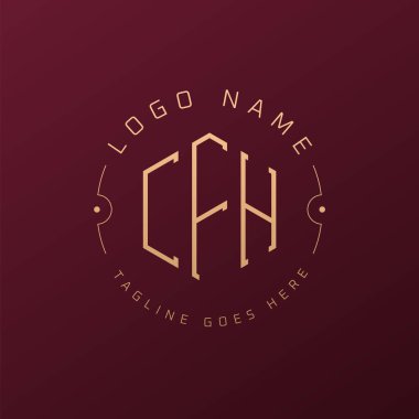 Lüks CFH Logo Tasarımı, Zarif Harf CFH Monogram Logosu. Minimalist Çokgen CFH Logo Tasarım Şablonu