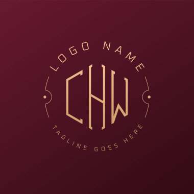 Lüks CHW Logo Tasarımı, Zarif Harf CHW Monogram Logosu. Minimalist Çokgen CHW Logo Tasarım Şablonu