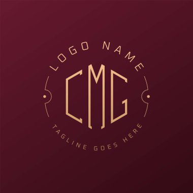 Lüks CMG Logo Tasarımı, Zarif Harf CMG Monogram Logosu. Minimalist Çokgen CMG Logo Tasarım Şablonu