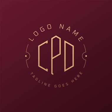 Lüks ŞPD Logo Tasarımı, Zarif Harf CPD Monogram Logosu. Minimalist Çokgen CPD Logo Tasarım Şablonu