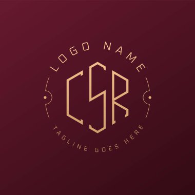 Lüks CSR Logo Tasarımı, Zarif Harf CSR Monogram Logosu. Minimalist Çokgen CSR Logo Tasarım Şablonu