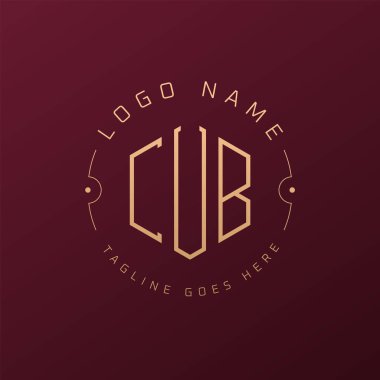 Lüks CUB Logo Tasarımı, Zarif Harf CUB Monogram Logosu. Minimalist Çokgen CUB Logo Tasarım Şablonu