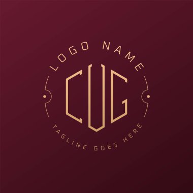 Lüks CUG Logo Tasarımı, Zarif Harf Monogram Logosu. Minimalist Çokgen CUG Logo Tasarım Şablonu