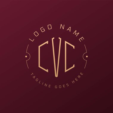 Lüks CVC Logo Tasarımı, Zarif Harf CVC Monogram Logosu. Minimalist Çokgen CVC Logo Tasarım Şablonu