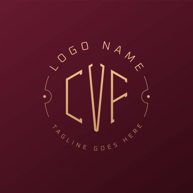 Lüks CVF Logo Tasarımı, Zarif Harf CVF Monogram Logosu. Minimalist Çokgen CVF Logo Tasarım Şablonu