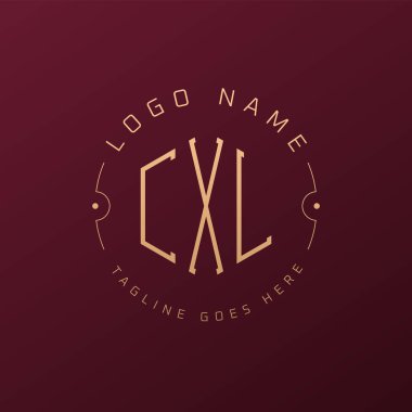 Lüks CXL Logo Tasarımı, Zarif Harf CXL Monogram Logosu. Minimalist Çokgen CXL Logo Tasarım Şablonu