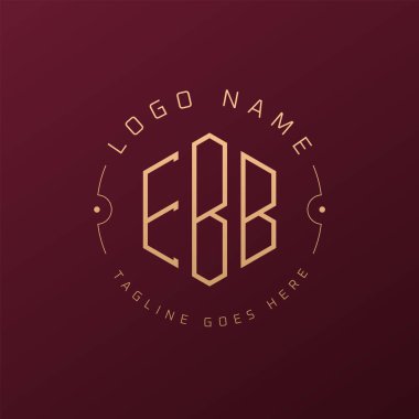 Lüks EBB Logo Tasarımı, Zarif Harf EBB Monogram Logosu. Minimalist Çokgen EBB Logo Tasarım Şablonu
