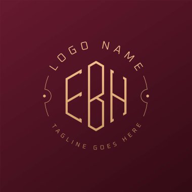 Lüks EBH Logo Tasarımı, Zarif Harf EBH Monogram Logosu. Minimalist Çokgen EBH Logo Tasarım Şablonu