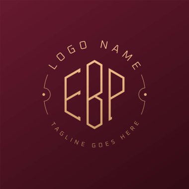 Lüks EBP Logo Tasarımı, Zarif Harf EBP Monogram Logosu. Minimalist Çokgen EBP Logo Tasarım Şablonu