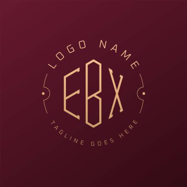 Lüks EBX Logo Tasarımı, Zarif Harf EBX Monogram Logosu. Minimalist Çokgen EBX Logo Tasarım Şablonu