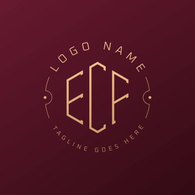 Lüks ECF Logo Tasarımı, Zarif Harf ECF Monogram Logosu. Minimalist Çokgen ECF Logo Tasarım Şablonu