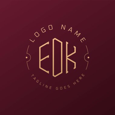 Lüks EDK Logo Tasarımı, Zarif Harf EDK Monogram Logosu. Minimalist Çokgen EDK Logo Tasarım Şablonu