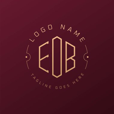 Lüks EOB Logo Tasarımı, Zarif Harf EOB Monogram Logosu. Minimalist Çokgen EOB Logo Tasarım Şablonu