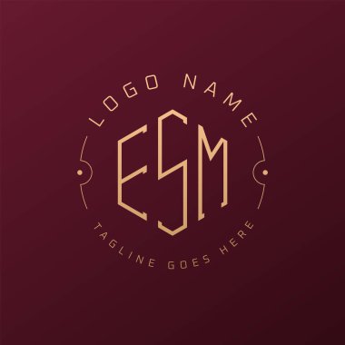 Luxury ESM Logo Design, Elegant Letter ESM Monogram Logo. Minimalist Polygon ESM Logo Design Template clipart