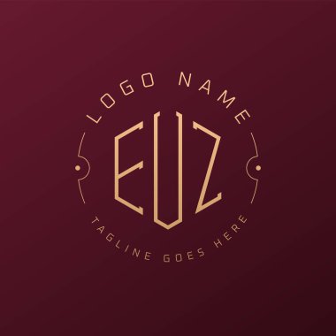 Lüks EUZ Logo Tasarımı, Zarif EUZ Monogram Logosu. Minimalist Çokgen EUZ Logo Tasarım Şablonu