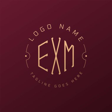 Lüks EXM Logo Tasarımı, Zarif Harf EXM Monogram Logosu. Minimalist Çokgen EXM Logo Tasarım Şablonu