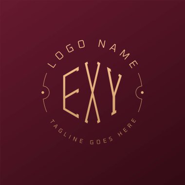 Lüks ExY Logo Tasarımı, Zarif Harf EXY Monogram Logosu. Minimalist Çokgen EXY Logo Tasarım Şablonu