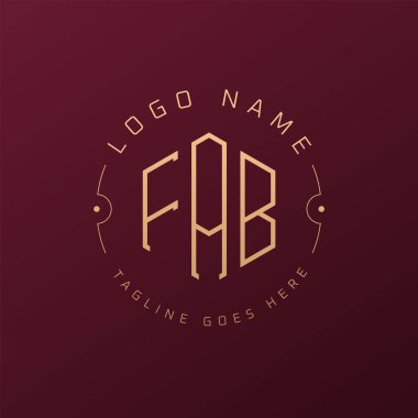 Lüks FAB Logo Tasarımı, Zarif Harf FAB Monogram Logosu. Minimalist Çokgen FAB Logo Tasarım Şablonu