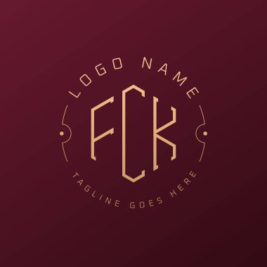 Lüks FCK Logo Tasarımı, Zarif Harf FCK Monogram Logosu. Minimalist Çokgen FCK Logo Tasarım Şablonu