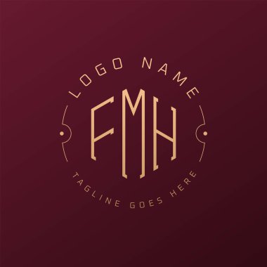 Lüks FMH Logo Tasarımı, Zarif Harf FMH Monogram Logosu. Minimalist Çokgen FMH Logo Tasarım Şablonu