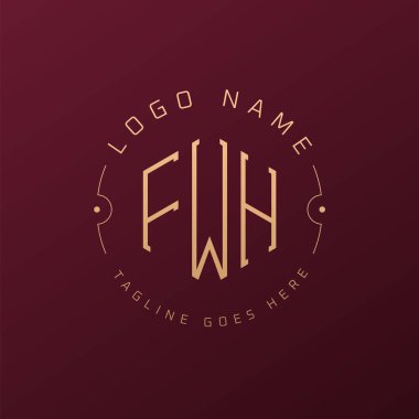 Lüks FWH Logo Tasarımı, Zarif Harf FWH Monogram Logosu. Minimalist Çokgen FWH Logo Tasarım Şablonu