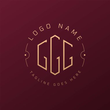 Lüks GGG Logo Tasarımı, Zarif Harf GGGG Monogram Logosu. Minimalist Çokgen GGG Logo Tasarım Şablonu