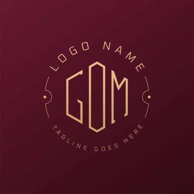 Lüks GOM Logo Tasarımı, Zarif Harf GOM Monogram Logosu. Minimalist Çokgen GOM Logo Tasarım Şablonu