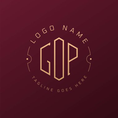 Lüks GOP Logo Tasarımı, Zarif Harf GOP Monogram Logosu. Minimalist Çokgen GOP Logo Tasarım Şablonu