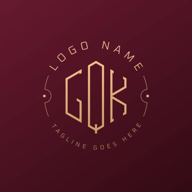 Lüks GQK Logo Tasarımı, Zarif Harf GQK Monogram Logosu. Minimalist Çokgen GQK Logo Tasarım Şablonu