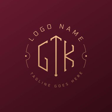 Lüks GTK Logo Tasarımı, Zarif Harf GTK Monogram Logosu. Minimalist Çokgen GTK Logo Tasarım Şablonu