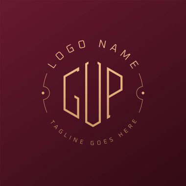 Lüks GUP Logo Tasarımı, Zarif Harf GUP Monogram Logosu. Minimalist Çokgen GUP Logo Tasarım Şablonu