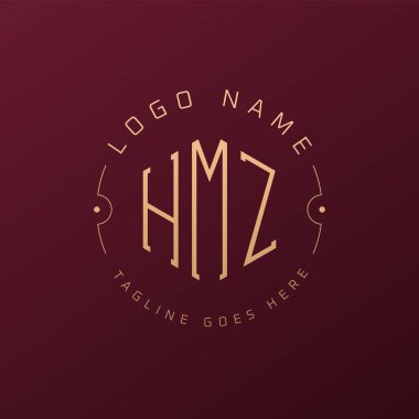 Lüks HMZ Logo Tasarımı, Zarif Harf HMZ Monogram Logosu. Minimalist Çokgen HMZ Logo Tasarım Şablonu