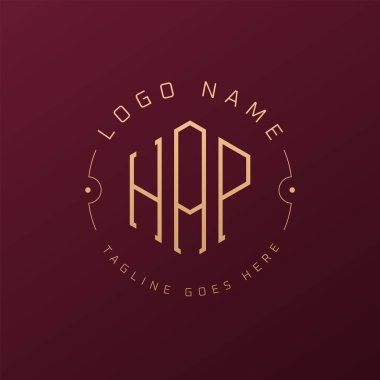 Lüks HAP Logo Tasarımı, Zarif Harf HAP Monogram Logosu. Minimalist Çokgen HAP Logo Tasarım Şablonu