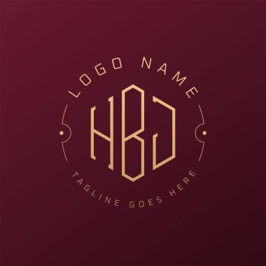 Lüks HBJ Logo Tasarımı, Zarif Harf HBJ Monogram Logosu. Minimalist Çokgen HBJ Logo Tasarım Şablonu