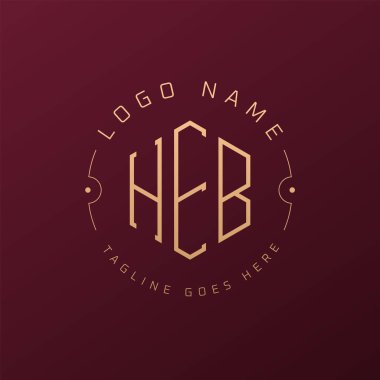 Lüks HEB Logo Tasarımı, Zarif Mektup HEB Monogram Logosu. Minimalist Çokgen HEB Logo Tasarım Şablonu