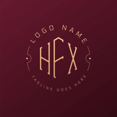 Lüks HFX Logo Tasarımı, Zarif Harf HFX Monogram Logosu. Minimalist Çokgen HFX Logo Tasarım Şablonu