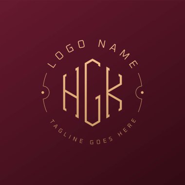 Lüks HGK Logo Tasarımı, Zarif Harf HGK Monogram Logosu. Minimalist Çokgen HGK Logo Tasarım Şablonu